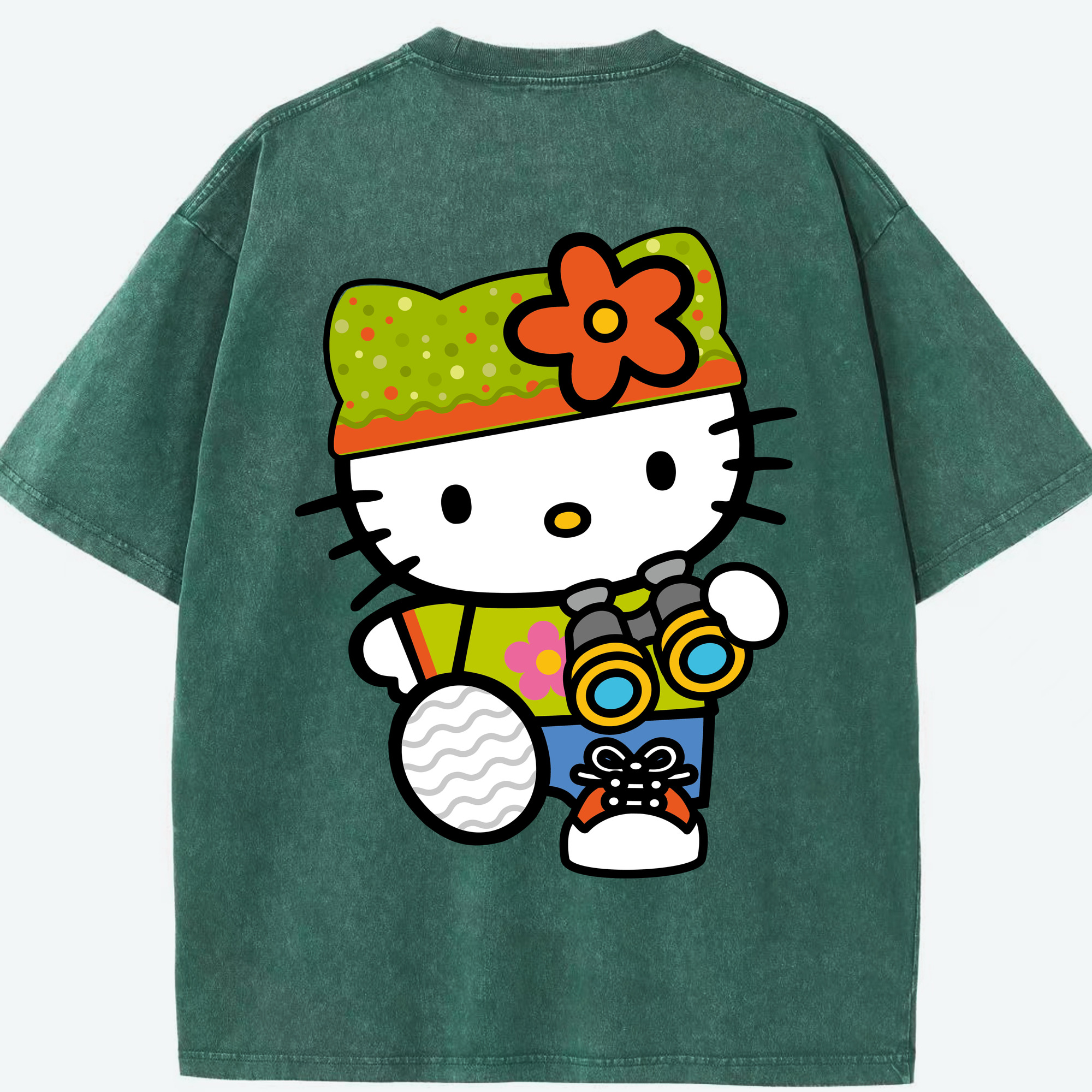 （画像用） Hello Kitty ハローキティ 綿100% ヴィンテージ風 半袖Tシャツ（背面プリント）